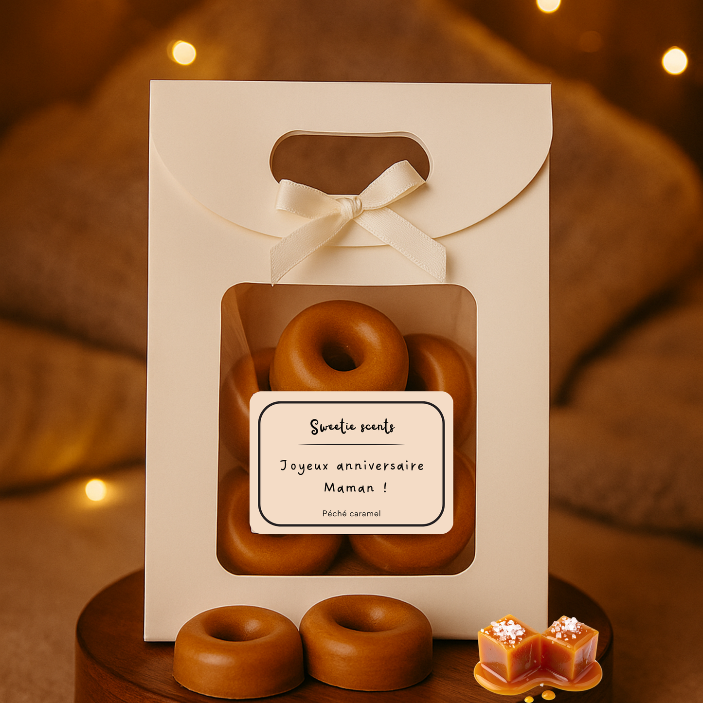 Coffret péché Caramel personnalisé - 10 fondants parfumés clean
