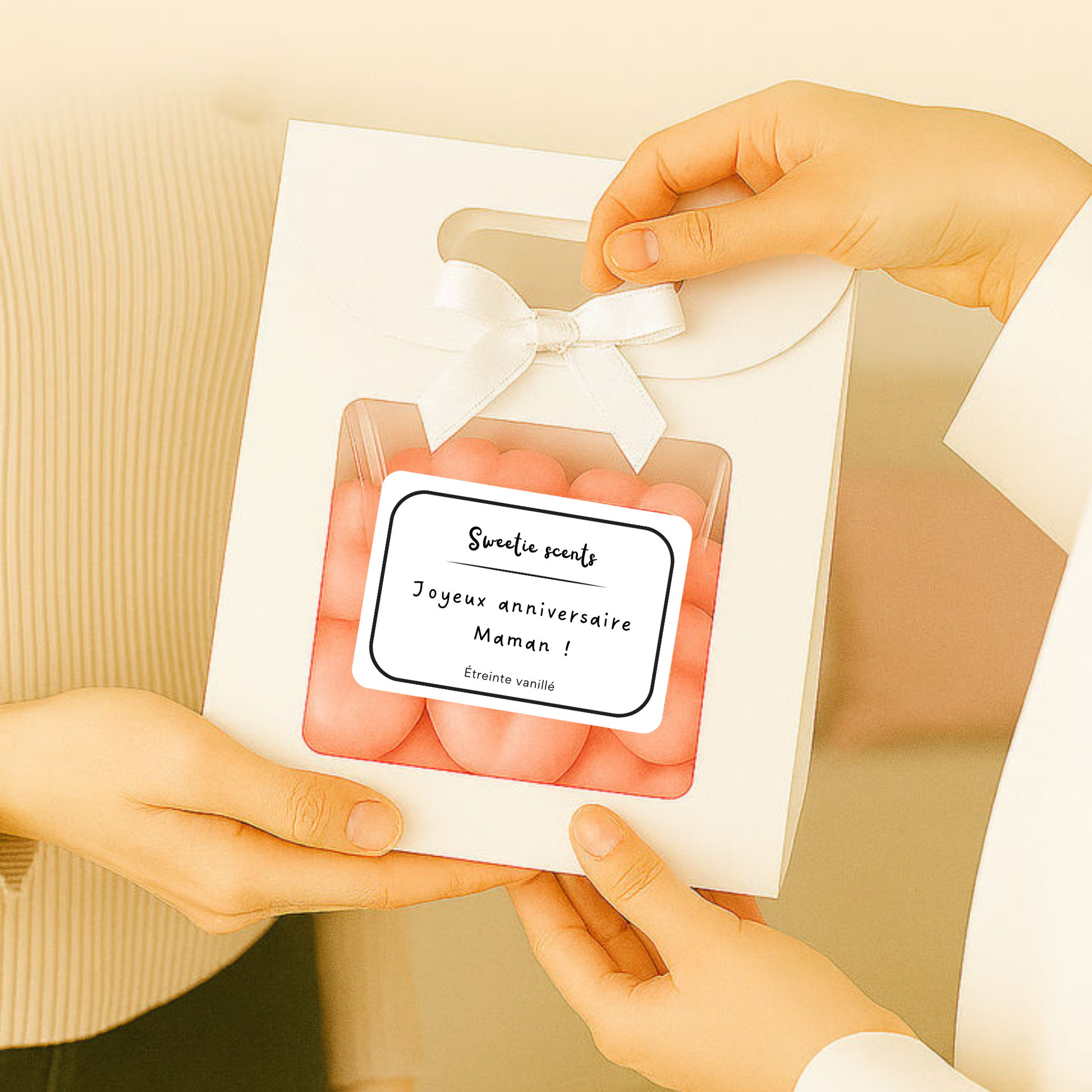 Coffret artisanal de fondants parfumés cœur Monoï vanillé, parfait comme cadeau original – Sweetie Scent
