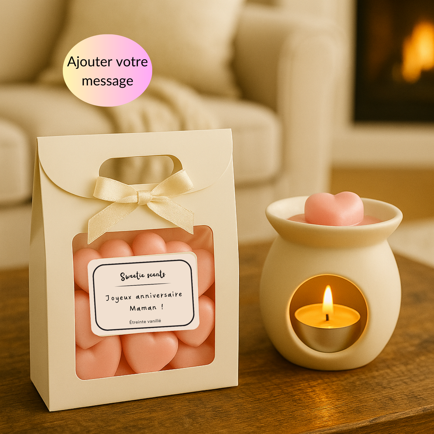 Coffret fondants parfumés cœurs Monoï vanillé, cadeau idéal personnalisable pour la Saint-Valentin ou déclarer son amour – Sweetie Scent

