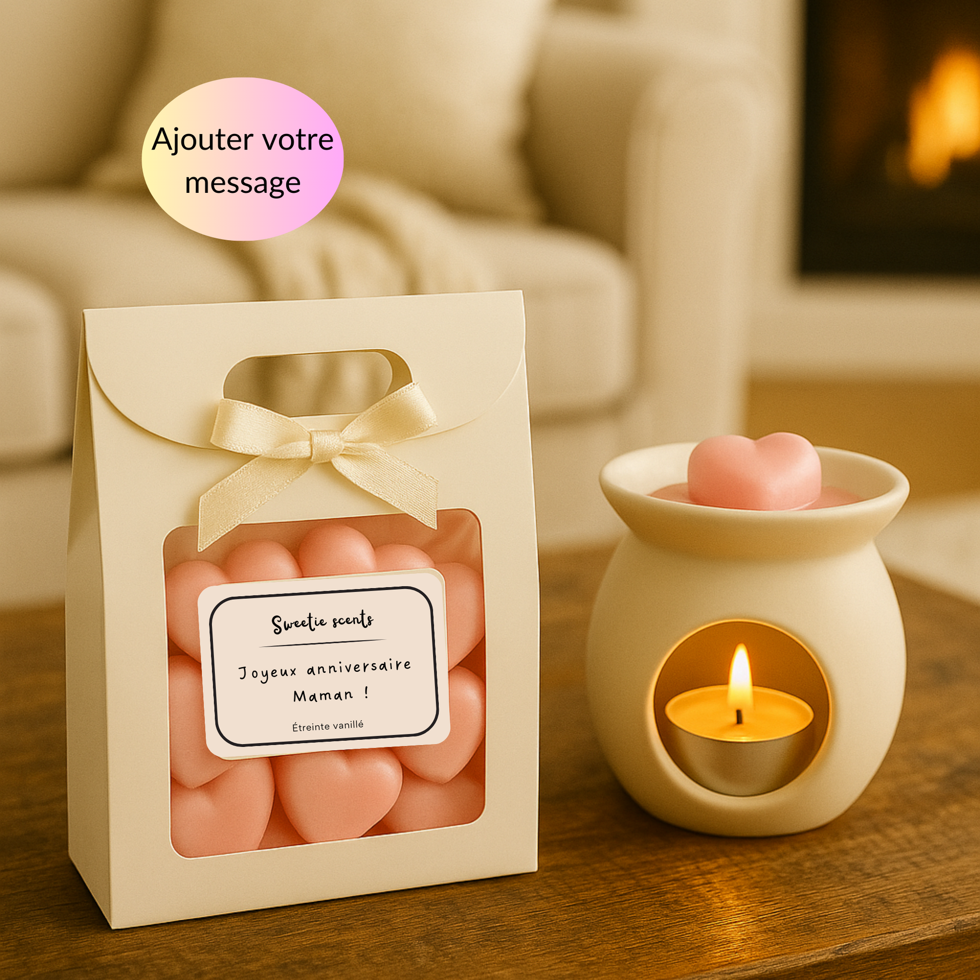Coffret fondants parfumés cœurs Monoï vanillé, cadeau idéal personnalisable pour la Saint-Valentin ou déclarer son amour – Sweetie Scent
