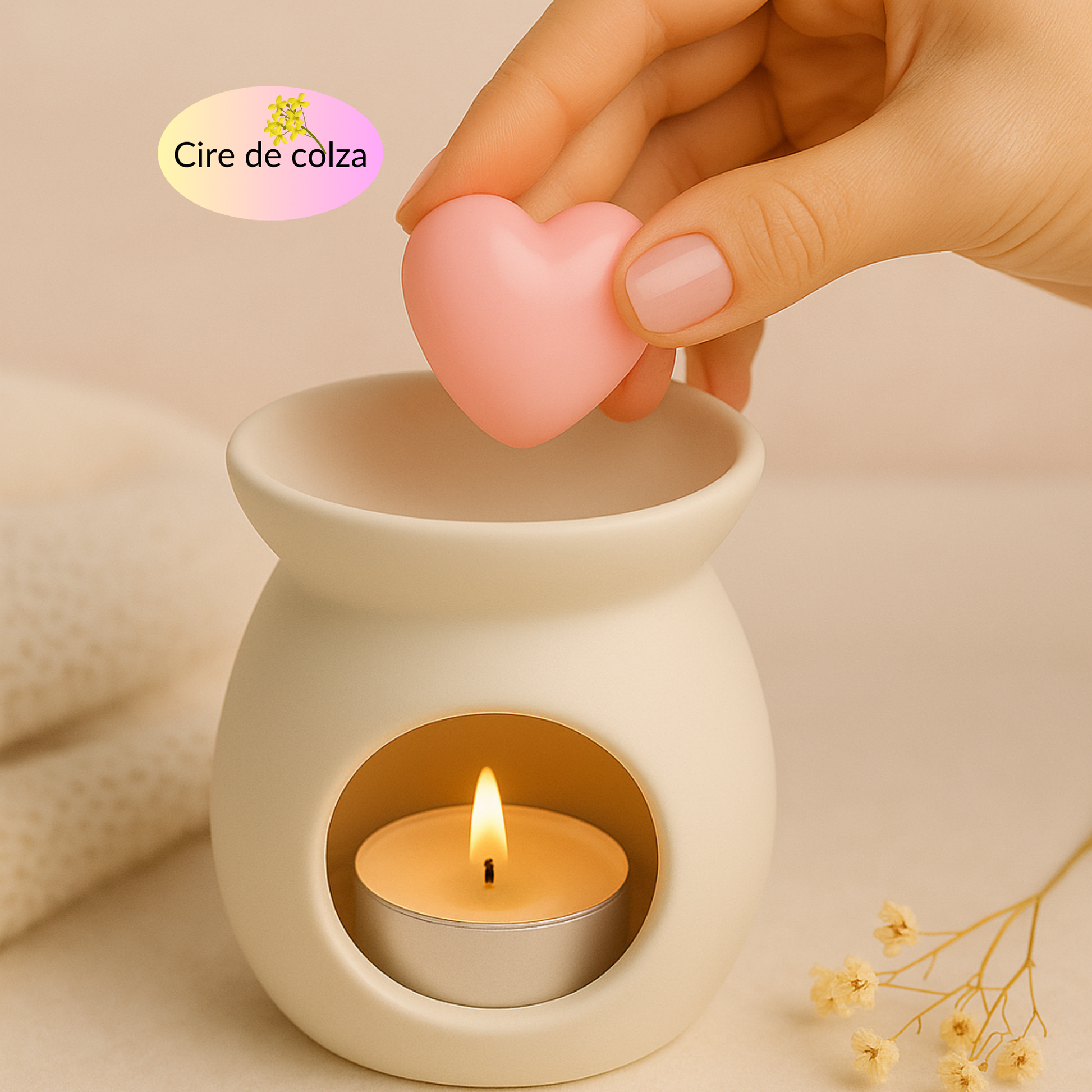 Fondants parfumés cœur Monoï vanillé, vegan, cire de colza naturelle et non toxique – Sweetie Scent
