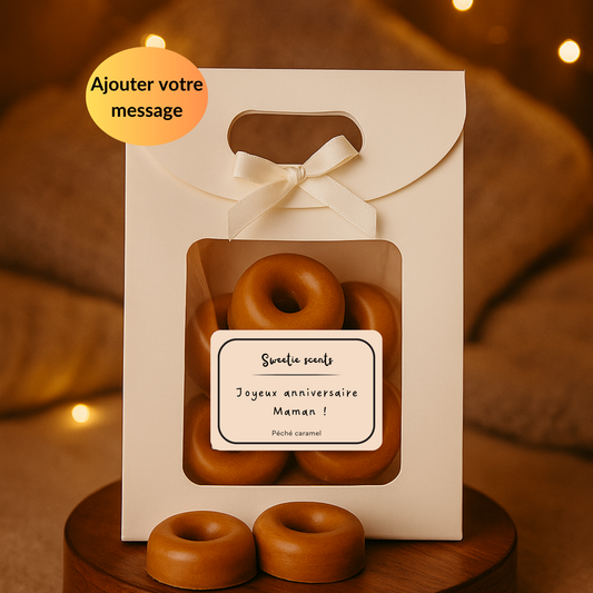 Coffret cadeau fondants donut caramel beurre salé, personnalisable avec message ou poème – Sweetie Scent
