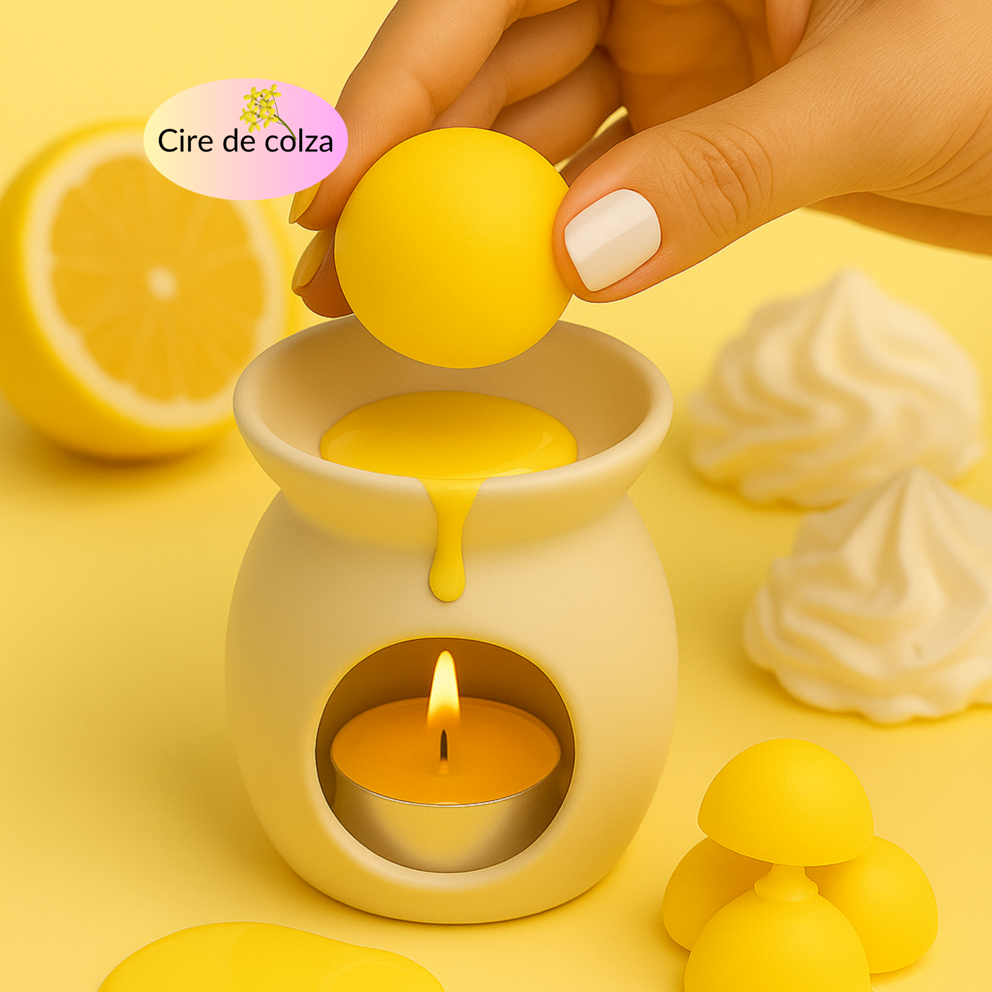 fondants parfumés citron meringué, cire de colza vegan Made in France – Sweetie Scent
